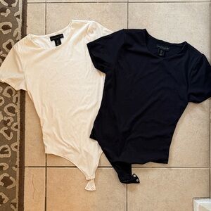 House of Harlow 1960 Cream and Black Bodysuits